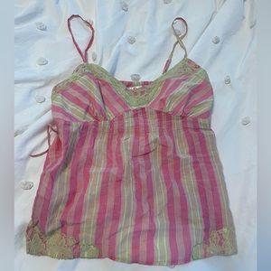 Pink and green tank top